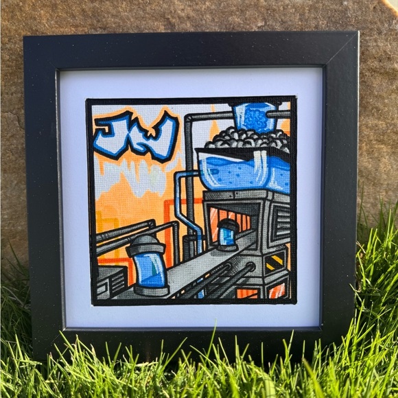 Original Art by Independent Artist Industrial and Graffiti Style Framed Canvas - Picture 1 of 2
